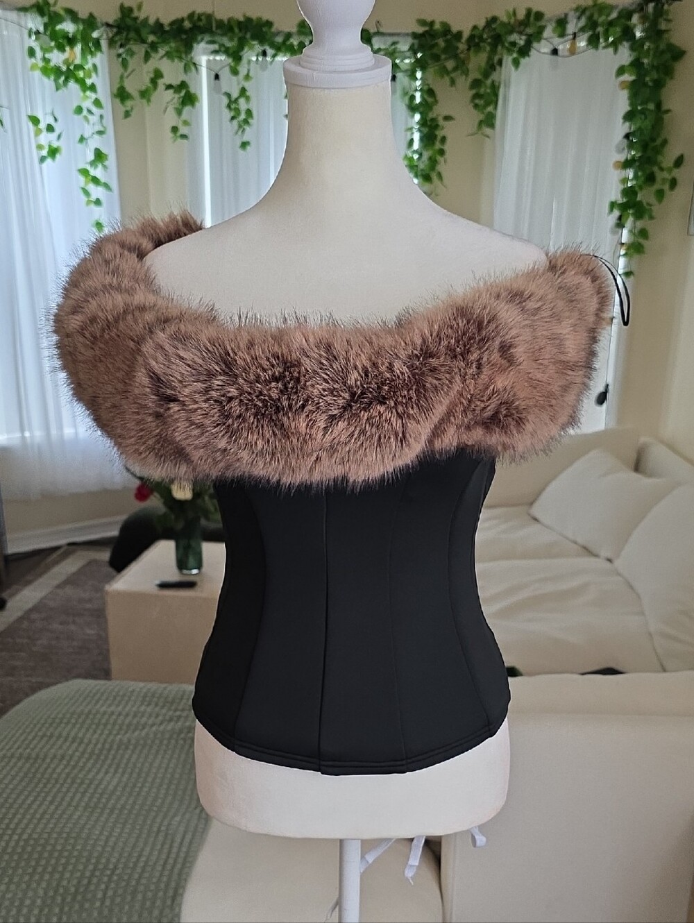 AKIRA Black Faux Fur Corset